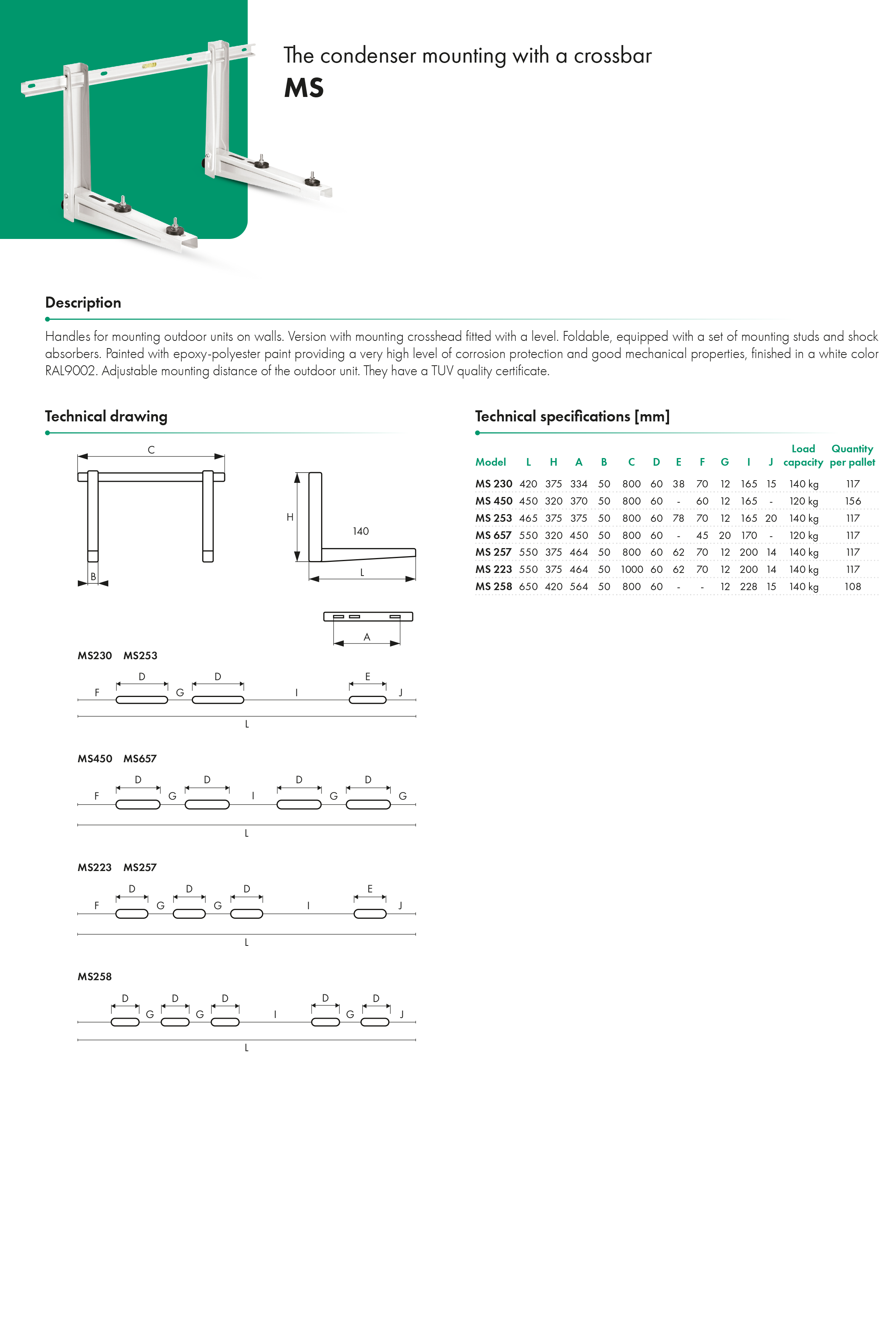 The condenser mounting with a crossbar MS Havaco